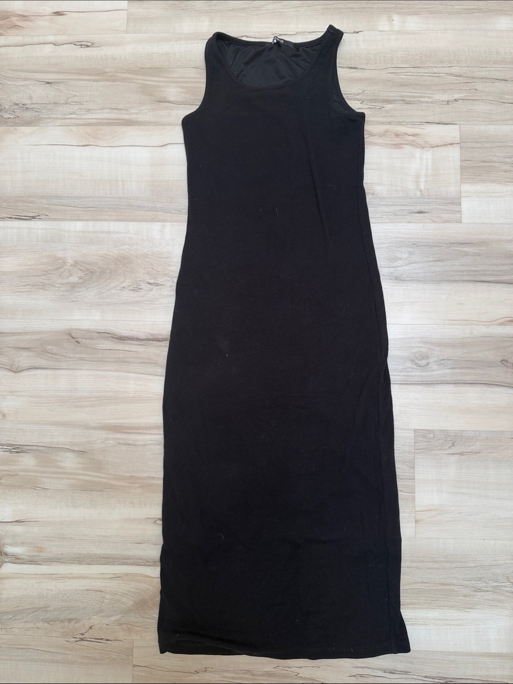 Quince Ribbed Classic Black Sleeveless Maxi Dress